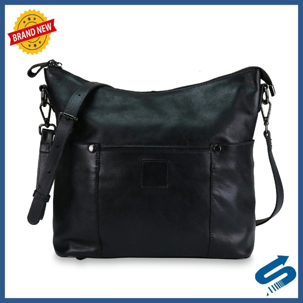 Genuine Leather Hobo Crossbody Bag with Multiple Compartments